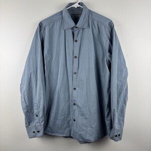 MARTIN GORDON Mens Long Sleeve button shirt AOP light blue -‎ L